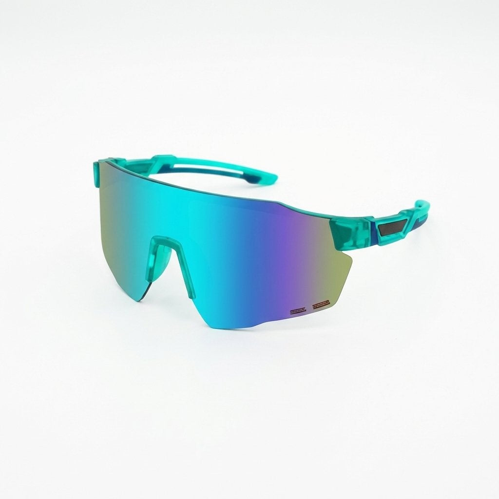 Wraparound Shield Sport Sunglasses Lens UV400 Lightweight Outdoor Eyewear -Green Frame/Gradient Lens