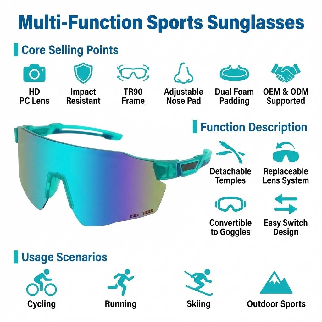 Wraparound Shield Sport Sunglasses Lens UV400 Lightweight Outdoor Eyewear -Blue Frame/ Color Lens