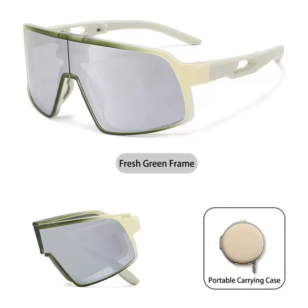 Flexible Foldable Kids UV400 Sports Sunglasses With Case-Fresh Green Frame